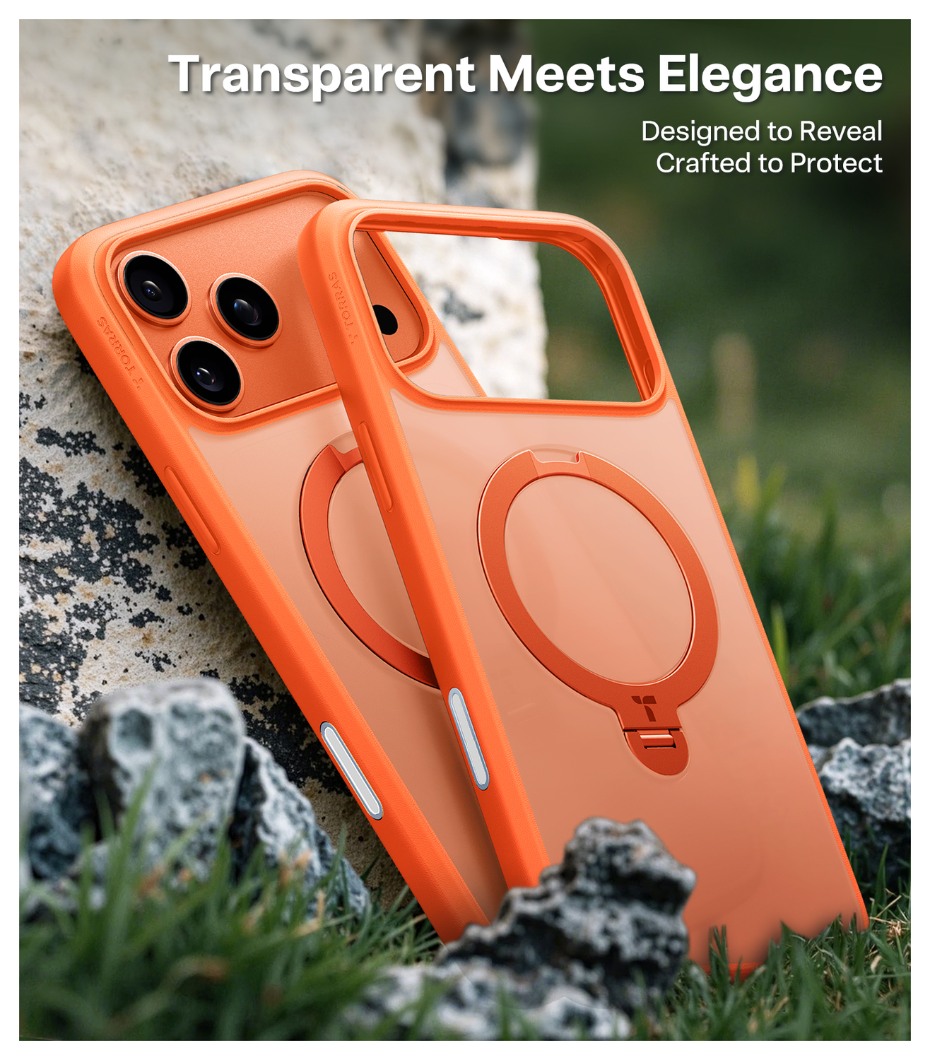 TORRAS Ostand Spin Apple iPhone 17 Pro Max Hoesje 360° MagSafe Stand Oranje afbeelding 3