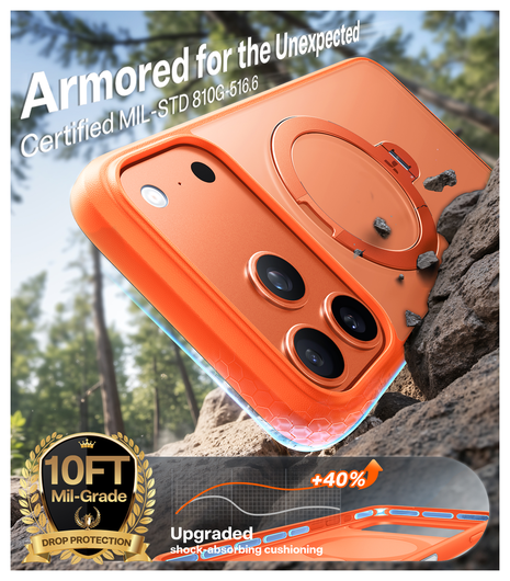 TORRAS Ostand Spin Apple iPhone 17 Pro Max Hoesje 360° MagSafe Stand Oranje afbeelding 2