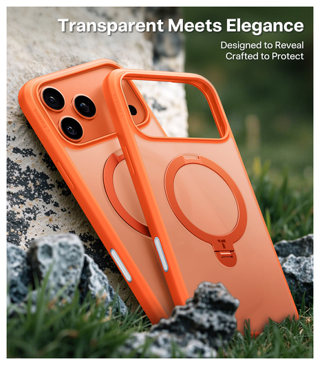 TORRAS Ostand Spin Apple iPhone 17 Pro Max Hoesje 360° MagSafe Stand Oranje afbeelding 3