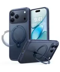TORRAS Ostand Spin Apple iPhone 17 Pro Max Hoesje 360° MagSafe Stand Blauw afbeelding