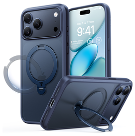 TORRAS Ostand Spin Apple iPhone 17 Pro Max Hoesje 360° MagSafe Stand Blauw