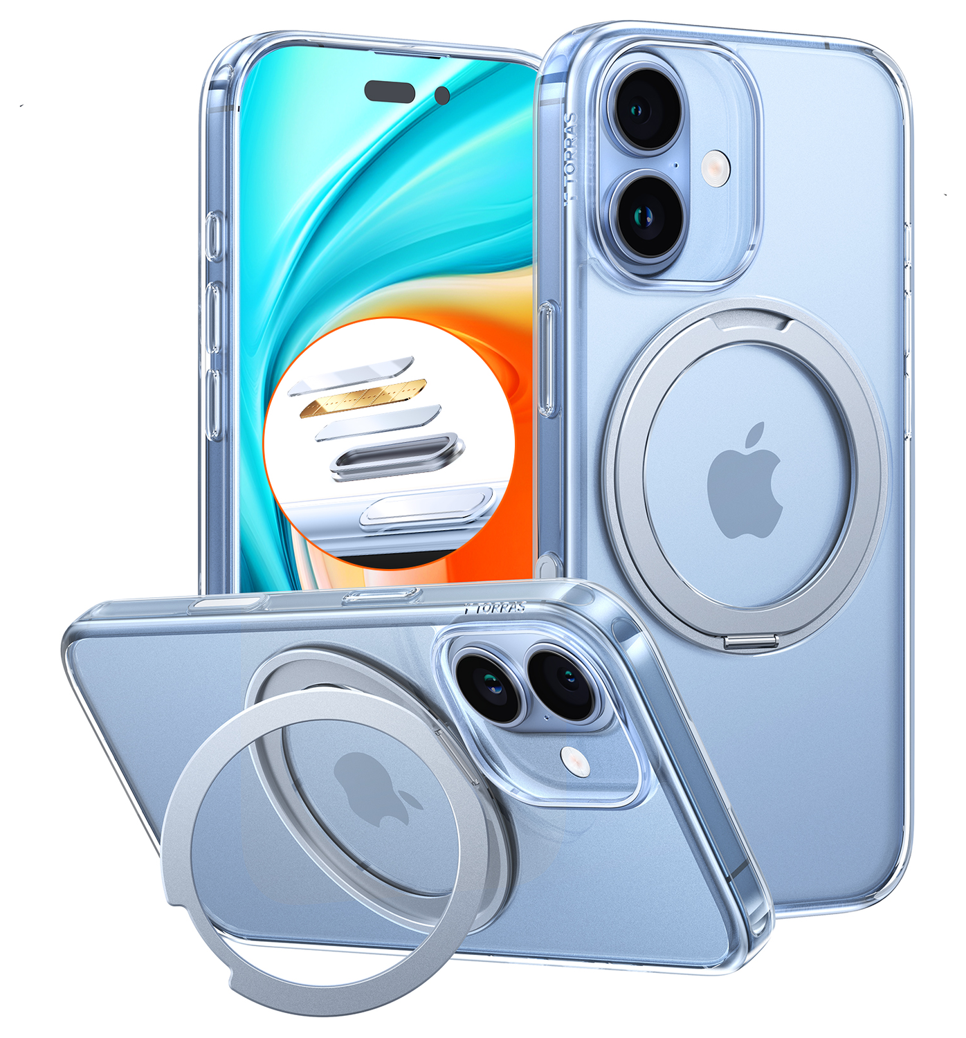 TORRAS Ostand Pro Apple iPhone 17 Hoesje 360° MagSafe Stand Transparant afbeelding 1