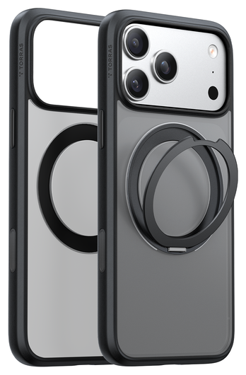 TORRAS Ostand Pro Apple iPhone 17 Pro Hoesje 360° MagSafe Stand Zwart afbeelding 8