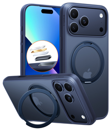 TORRAS Ostand Pro Apple iPhone 17 Pro Hoesje 360° MagSafe Stand Blauw afbeelding
