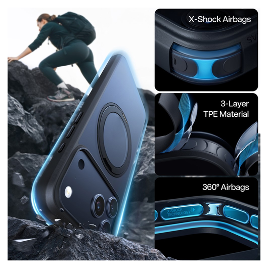 TORRAS Ostand Pro Apple iPhone 17 Pro Max Hoesje 360° MagSafe Stand Zwart afbeelding 3