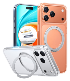 TORRAS Ostand Pro Apple iPhone 17 Pro Max Hoesje 360° MagSafe Stand Transparant afbeelding