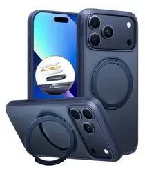 TORRAS Ostand Pro Apple iPhone 17 Pro Max Hoesje 360° MagSafe Stand Blauw afbeelding