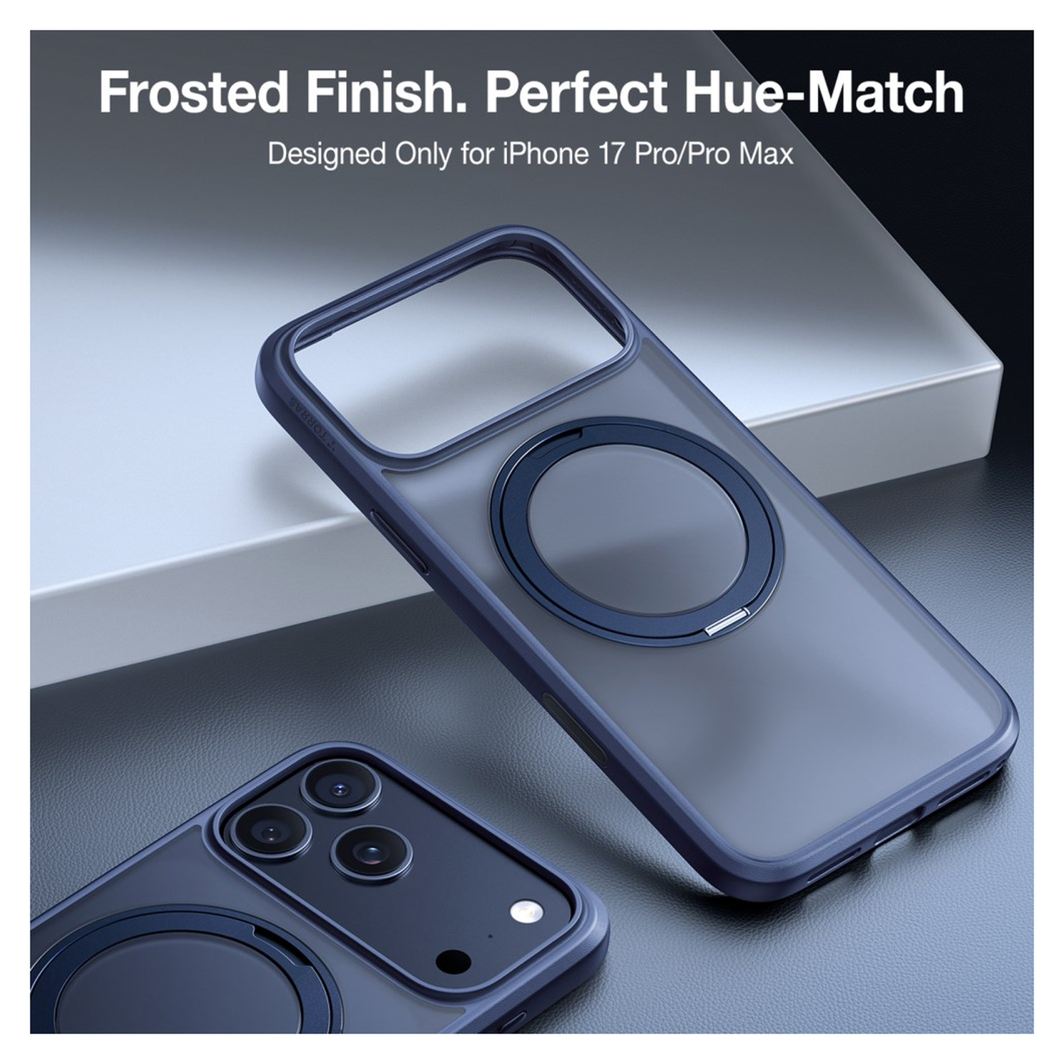 TORRAS Ostand Pro Apple iPhone 17 Pro Max Hoesje 360° MagSafe Stand Blauw afbeelding 4