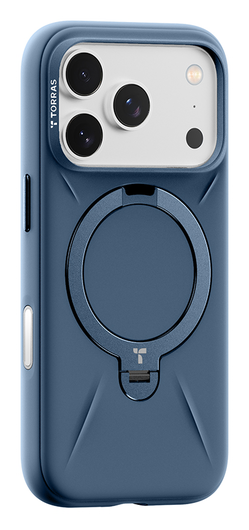 TORRAS Q Pro Silicone iPhone 17 Pro Hoesje MagSafe 360° Kickstand Blauw afbeelding 1
