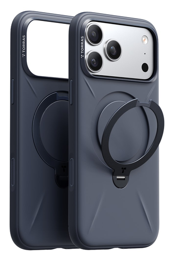 TORRAS Q Pro Silicone iPhone 17 Pro Hoesje MagSafe 360° Kickstand Blauw afbeelding 7