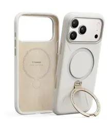 TORRAS Q Pro Silicone iPhone 17 Pro Hoesje MagSafe 360° Kickstand Wit afbeelding