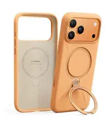 TORRAS Q Pro Silicone iPhone 17 Pro Hoesje MagSafe 360° Kickstand Oranje afbeelding