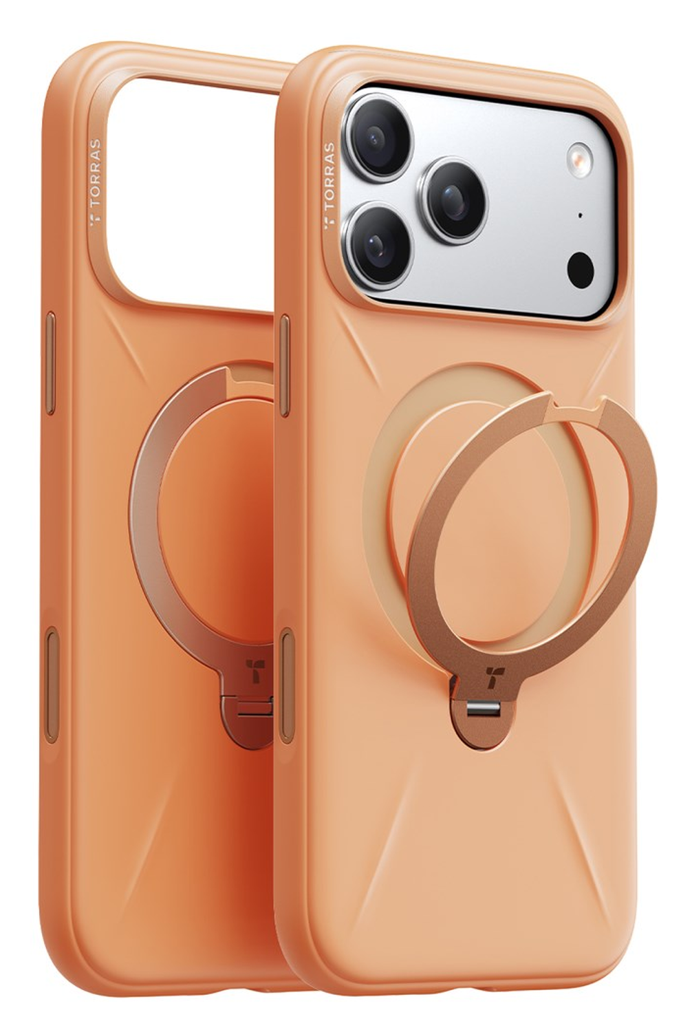 TORRAS Q Pro Silicone iPhone 17 Pro Hoesje MagSafe 360° Kickstand Oranje afbeelding 7