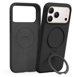 TORRAS Q Pro Silicone iPhone 17 Pro Max Hoesje MagSafe 360° Kickstand Zwart