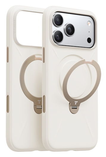 TORRAS Q Pro Silicone iPhone 17 Pro Max Hoesje MagSafe 360° Kickstand Wit afbeelding 7