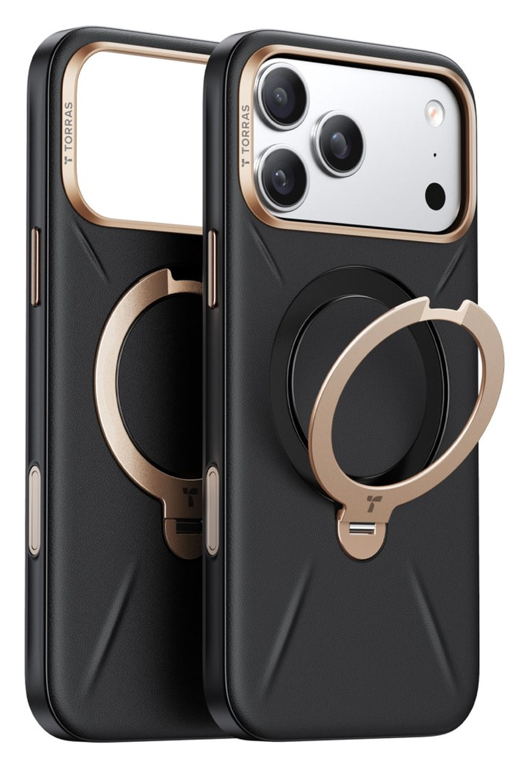 TORRAS Q Pro Leather iPhone 17 Pro Hoesje MagSafe 360° Kickstand Zwart afbeelding 8