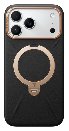 TORRAS Q Pro Leather iPhone 17 Pro Hoesje MagSafe 360° Kickstand Zwart afbeelding 2