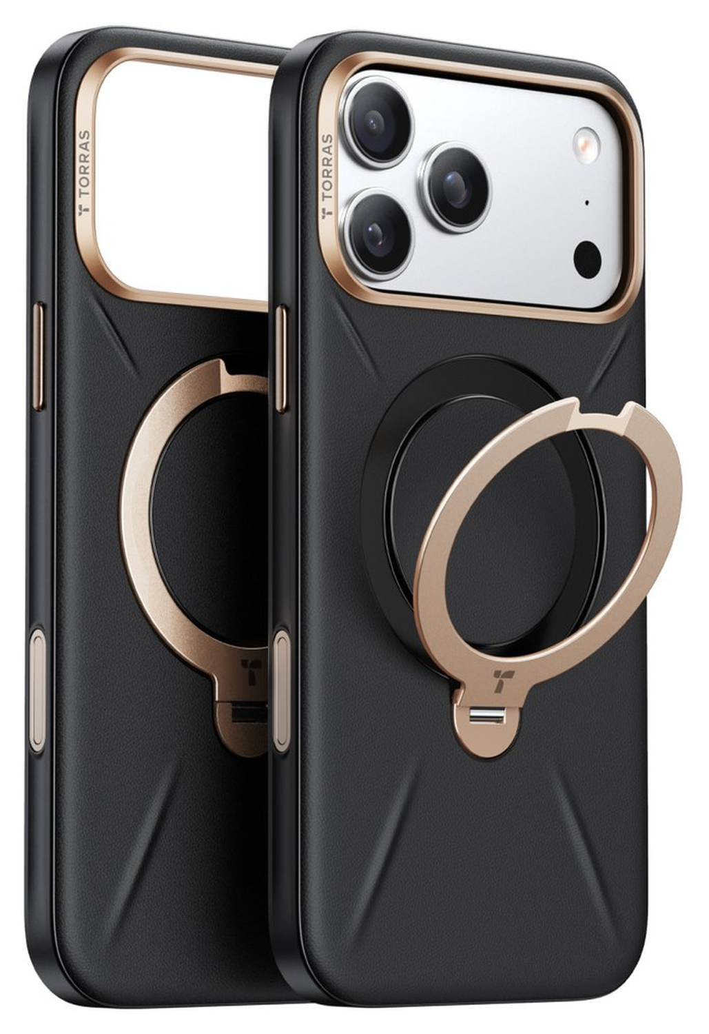 TORRAS Q Pro Leather iPhone 17 Pro Max Hoesje MagSafe 360° Kickstand Zwart afbeelding 8