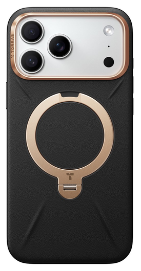 TORRAS Q Pro Leather iPhone 17 Pro Max Hoesje MagSafe 360° Kickstand Zwart afbeelding 2