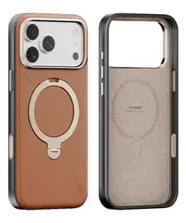 TORRAS Q Pro Leather iPhone 17 Pro Max Hoesje MagSafe 360° Kickstand Bruin afbeelding