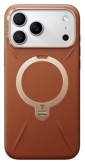 TORRAS Q Pro Leather iPhone 17 Pro Max Hoesje MagSafe 360° Kickstand Bruin afbeelding 2