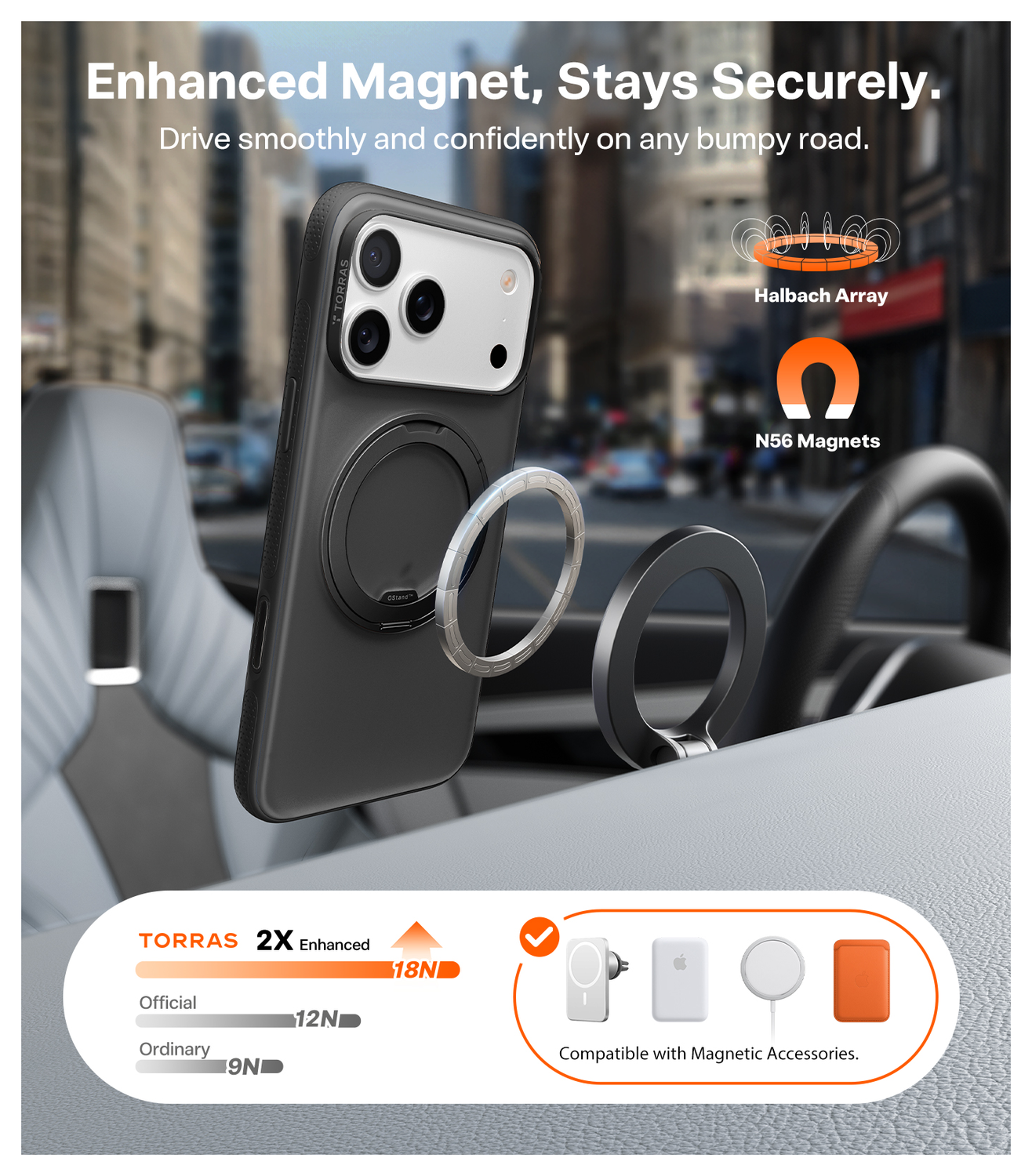 TORRAS O Fitness iPhone 17 Pro Max Hoesje MagSafe 360° Kickstand Zwart afbeelding 3
