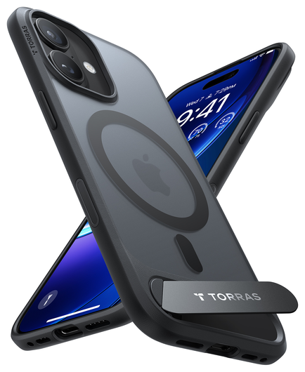 TORRAS Pstand iPhone 17 Hoesje MagSafe Kickstand Back Cover Zwart afbeelding 6