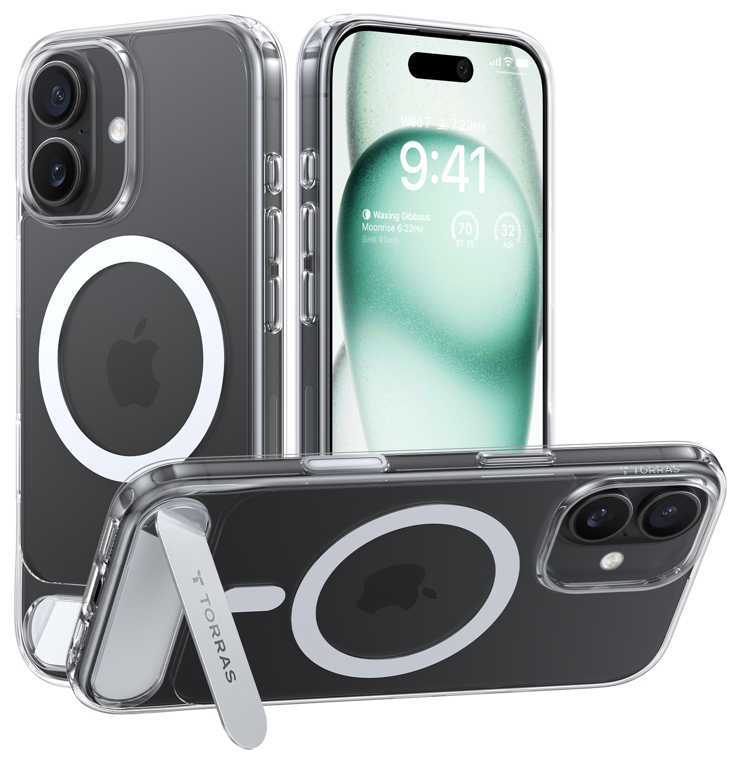 TORRAS Pstand iPhone 17 Hoesje MagSafe Kickstand Back Cover Transparant afbeelding 1