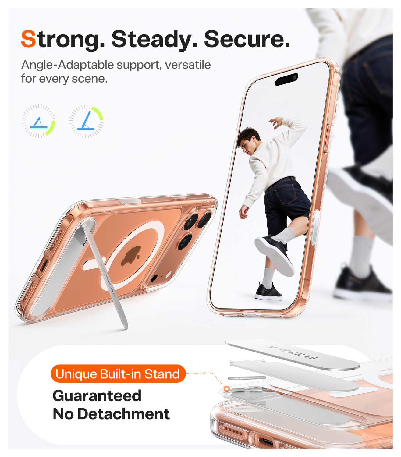 TORRAS Pstand Apple iPhone 17 Pro Hoesje MagSafe met Kickstand Transparant afbeelding 4