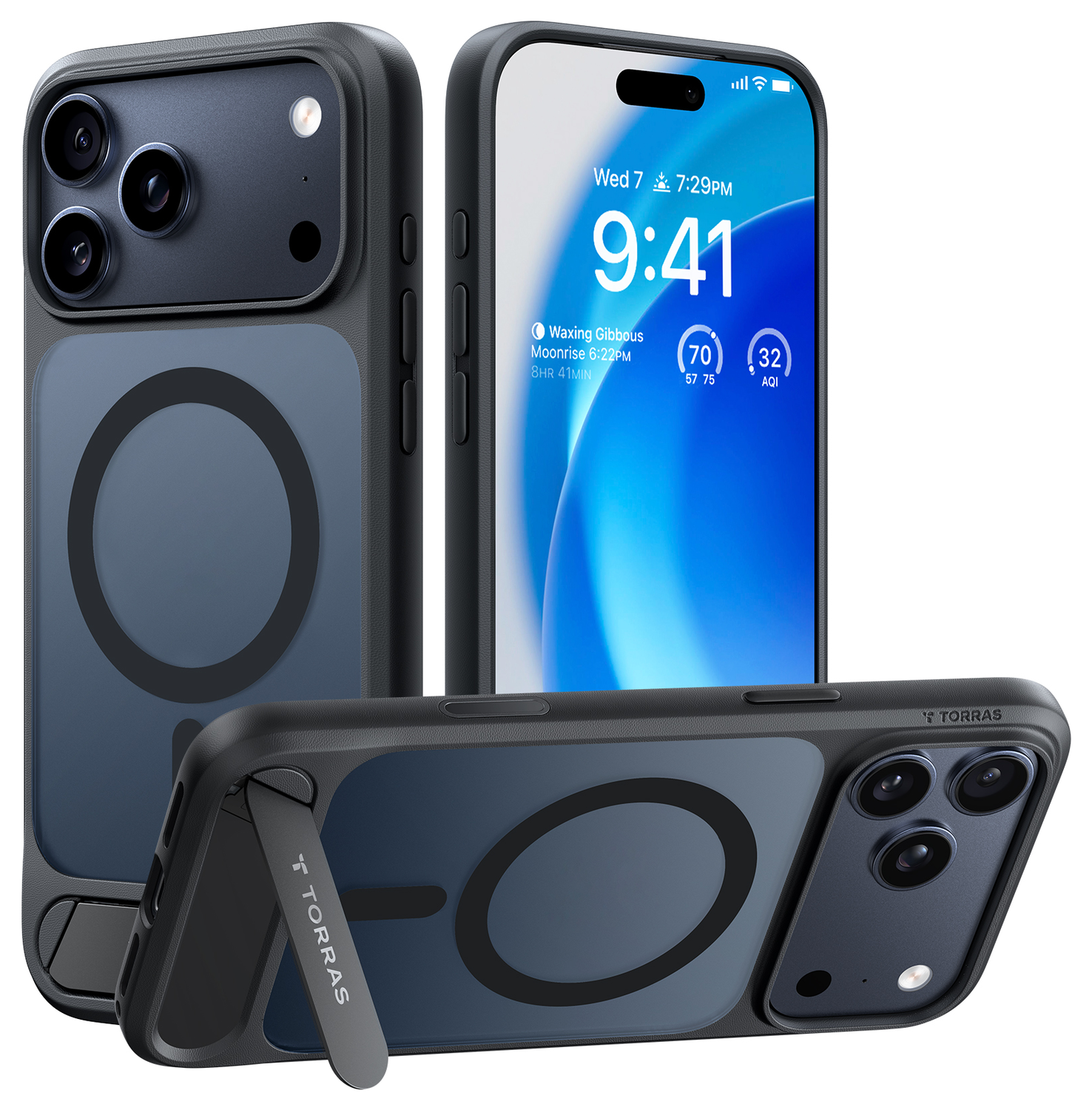 TORRAS Pstand Apple iPhone 17 Pro Max Hoesje MagSafe met Kickstand Zwart afbeelding 1