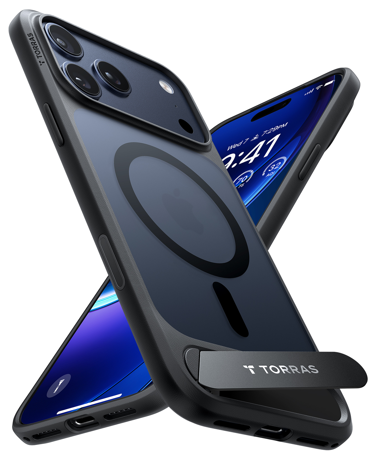 TORRAS Pstand Apple iPhone 17 Pro Max Hoesje MagSafe met Kickstand Zwart afbeelding 9