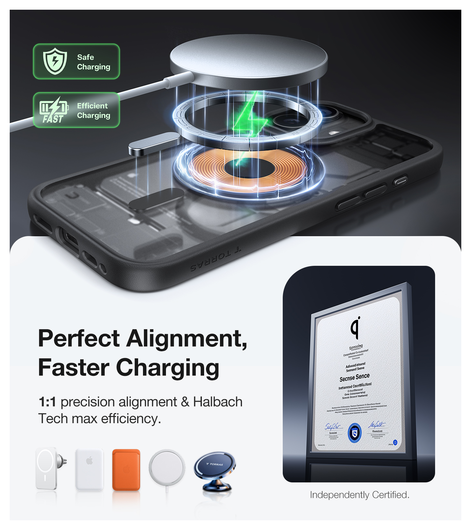 TORRAS Guardian Magnetic iPhone 17 Hoesje MagSafe Back Cover Zwart afbeelding 6