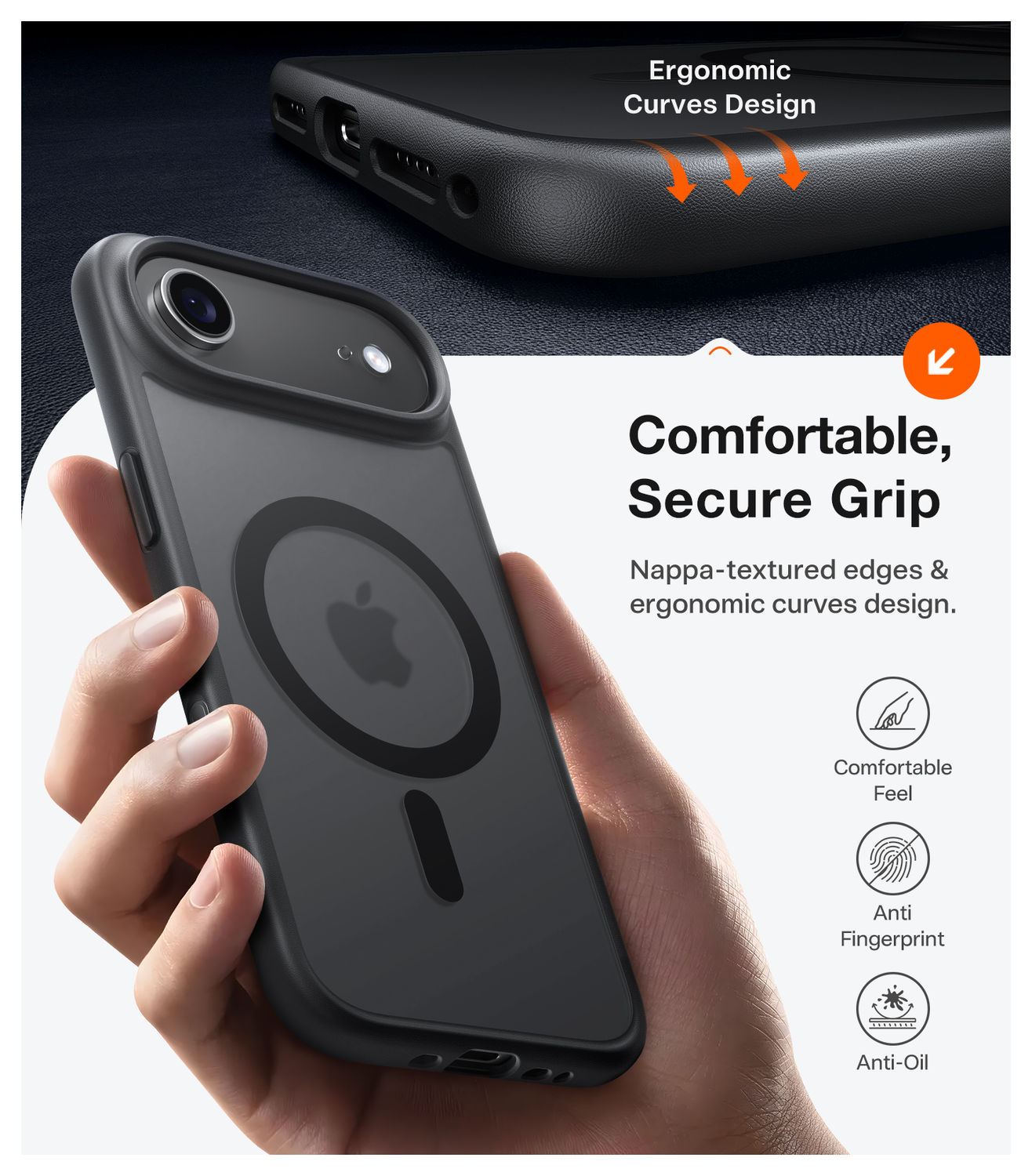 TORRAS Guardian Magnetic iPhone Air Hoesje MagSafe Zwart afbeelding 3