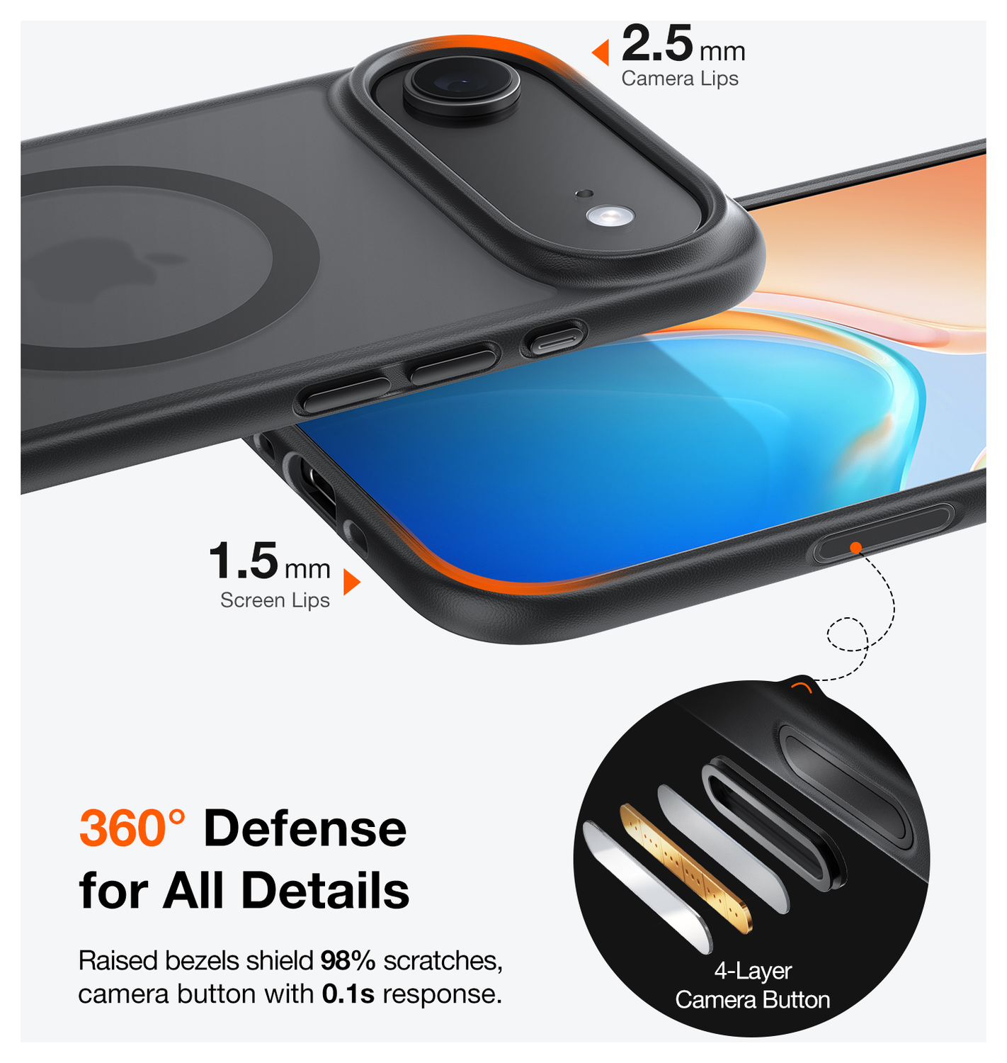 TORRAS Guardian Magnetic iPhone Air Hoesje MagSafe Zwart afbeelding 4