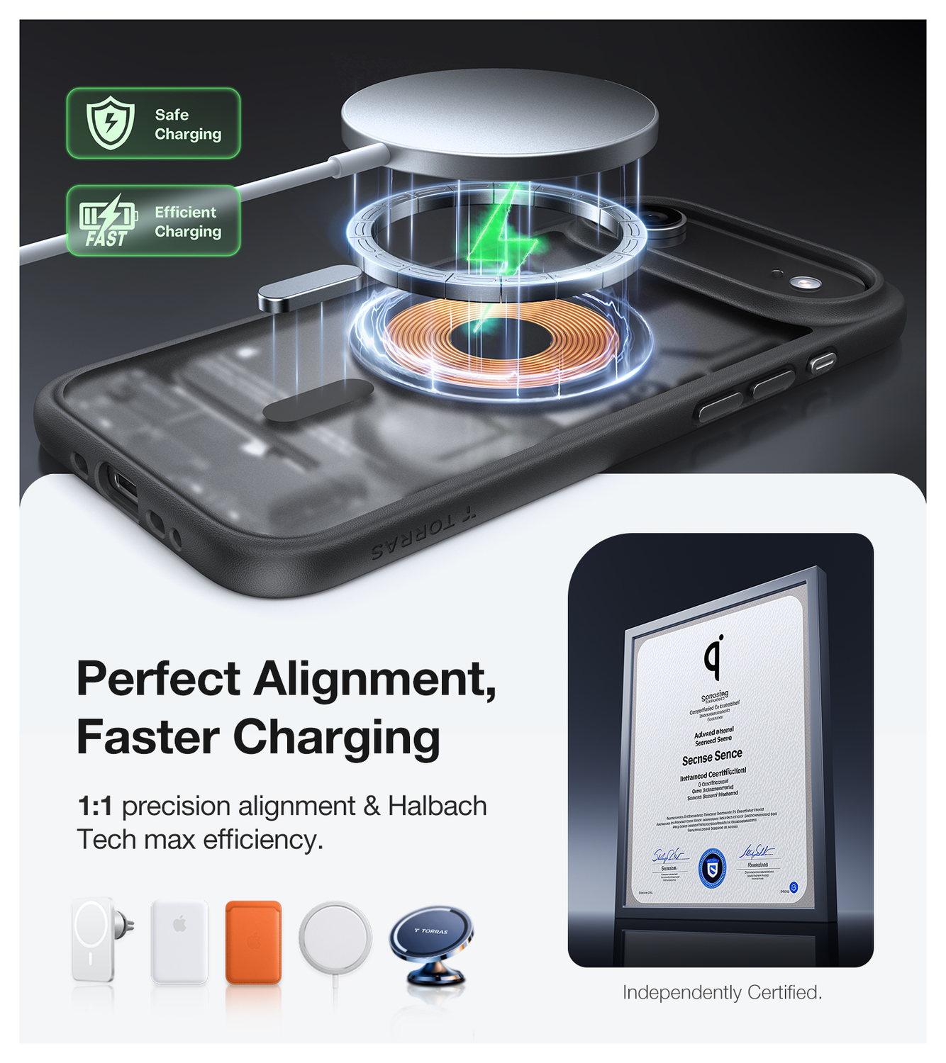 TORRAS Guardian Magnetic iPhone Air Hoesje MagSafe Zwart afbeelding 6