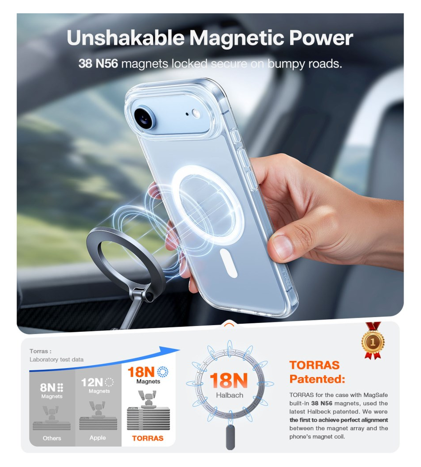 TORRAS Guardian Magnetic iPhone Air Hoesje MagSafe Transparant afbeelding 4