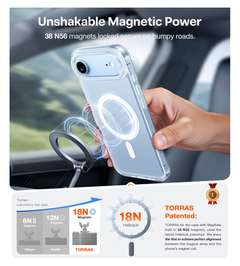 TORRAS Guardian Magnetic iPhone Air Hoesje MagSafe Transparant afbeelding 4