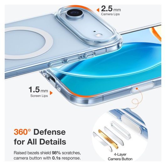 TORRAS Guardian Magnetic iPhone Air Hoesje MagSafe Transparant afbeelding 7