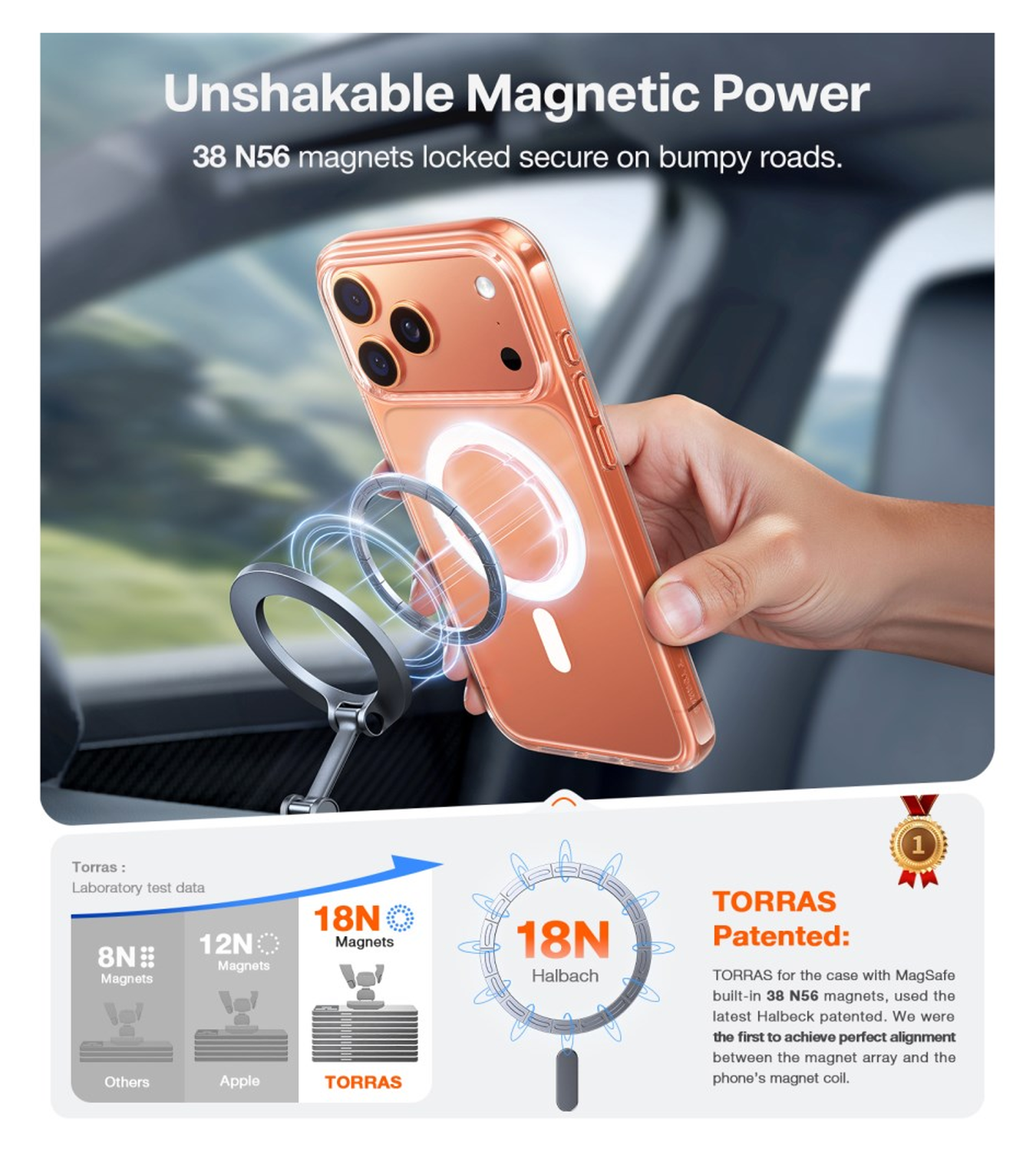 TORRAS Guardian Magnetic iPhone 17 Pro Hoesje MagSafe Back Cover Transparant afbeelding 3
