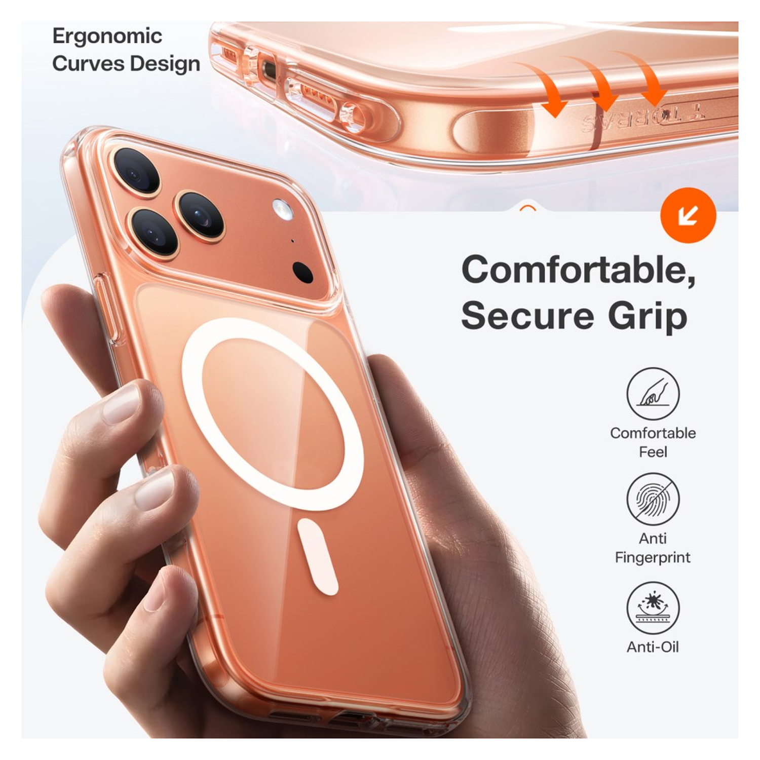 TORRAS Guardian Magnetic iPhone 17 Pro Hoesje MagSafe Back Cover Transparant afbeelding 5
