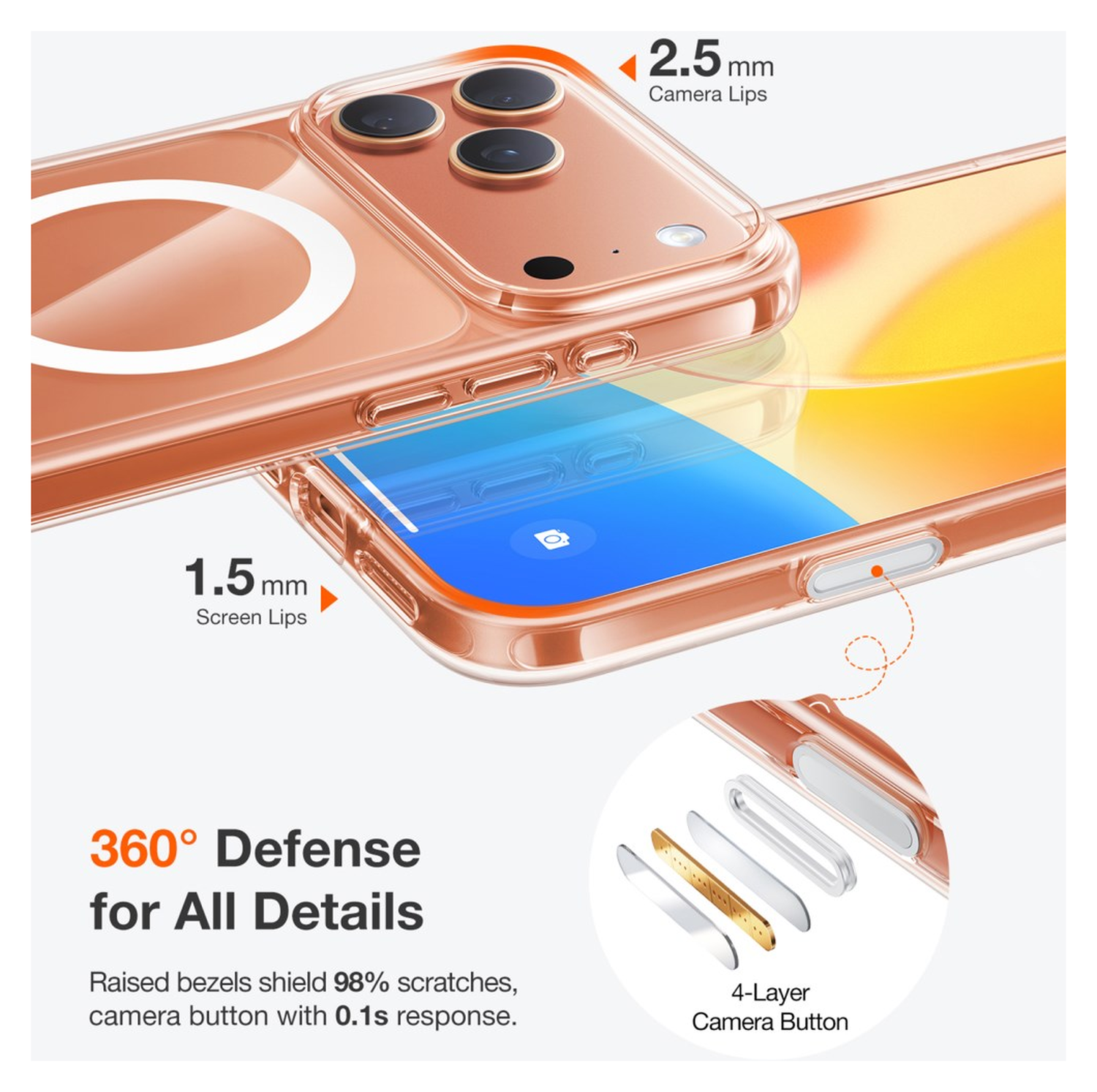 TORRAS Guardian Magnetic iPhone 17 Pro Hoesje MagSafe Back Cover Transparant afbeelding 7