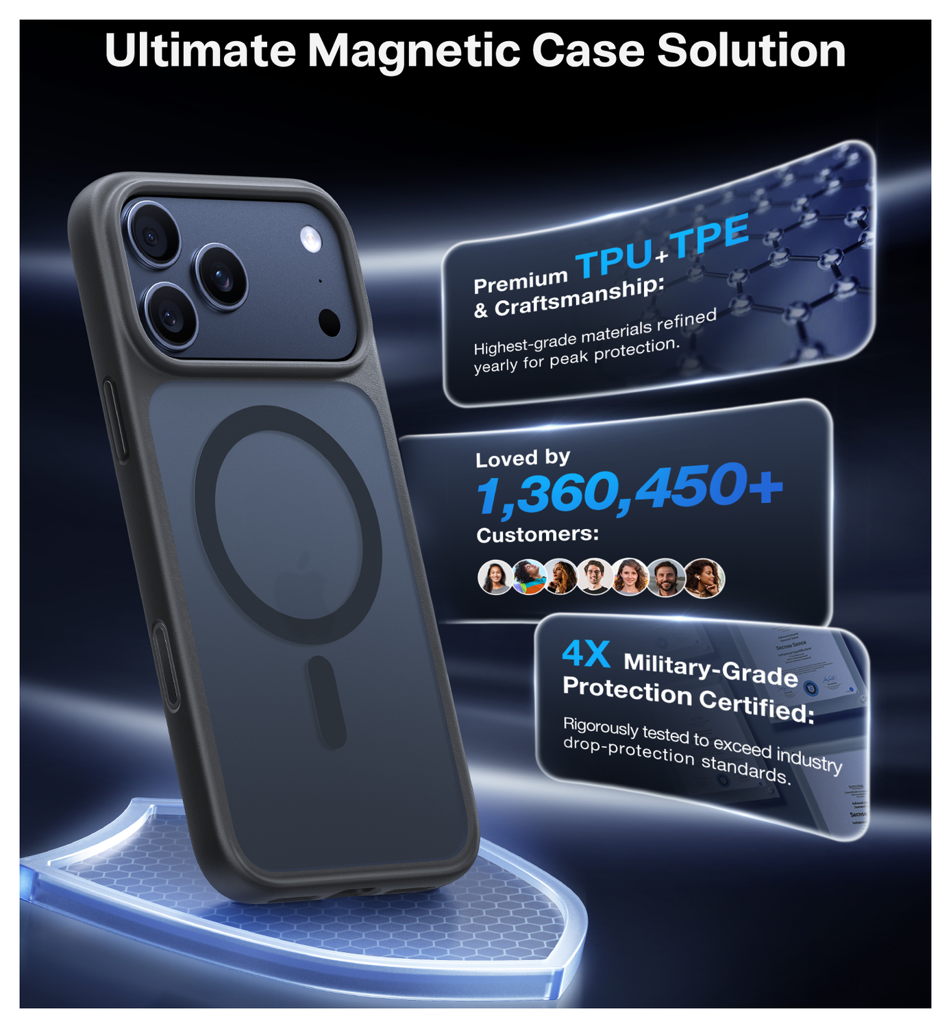 TORRAS Guardian Magnetic iPhone 17 Pro Max Hoesje MagSafe Back Cover Zwart afbeelding 4