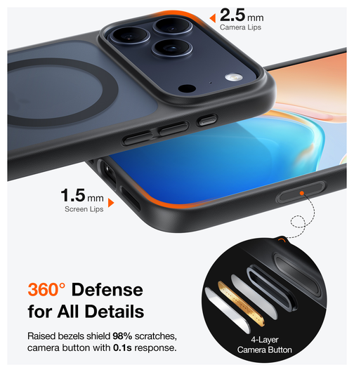 TORRAS Guardian Magnetic iPhone 17 Pro Max Hoesje MagSafe Back Cover Zwart afbeelding 6