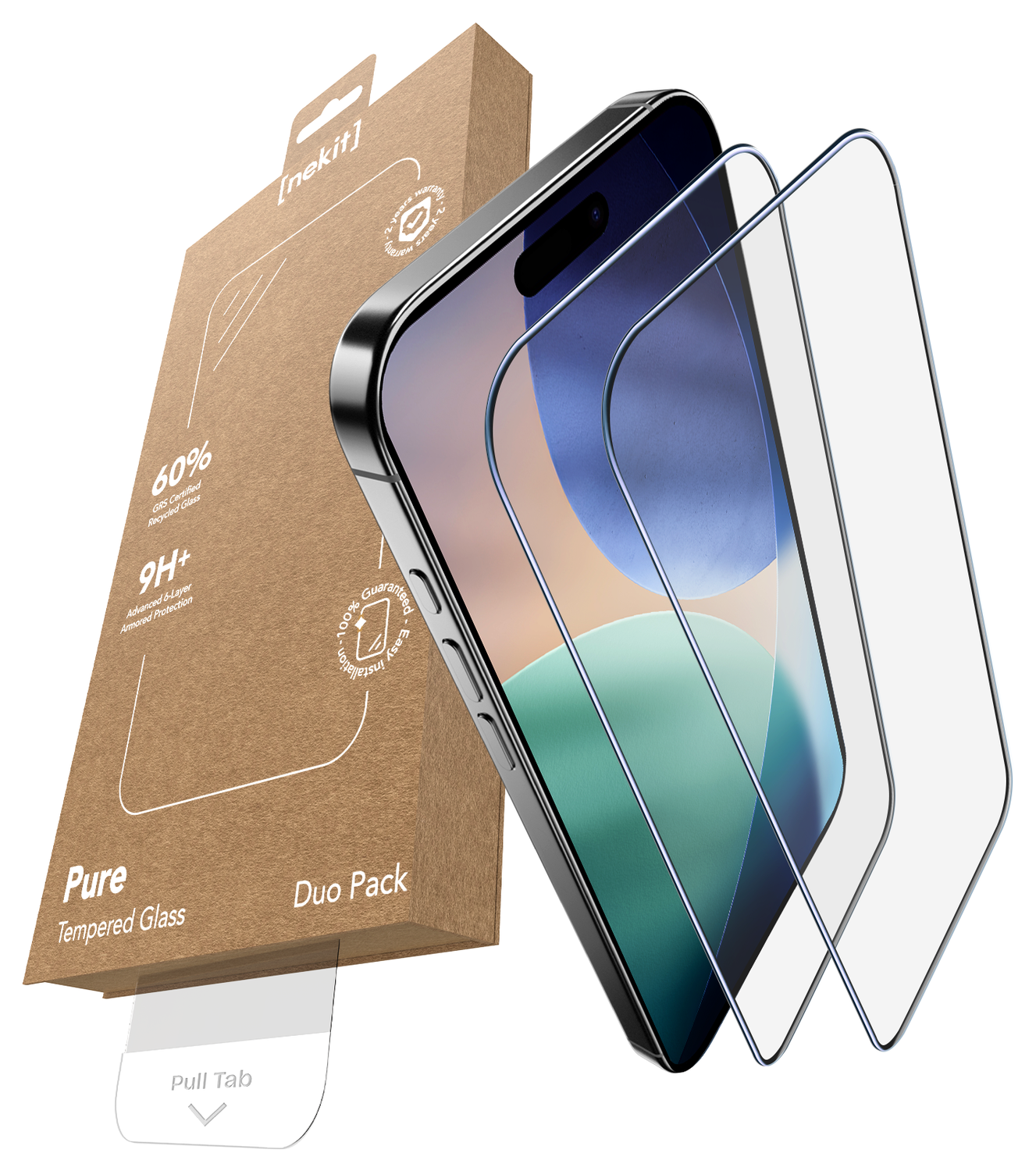 NEKIT Pure Apple iPhone 17 Pro Max Tempered GRS Glass Installatiebox (2-Pack) afbeelding 2
