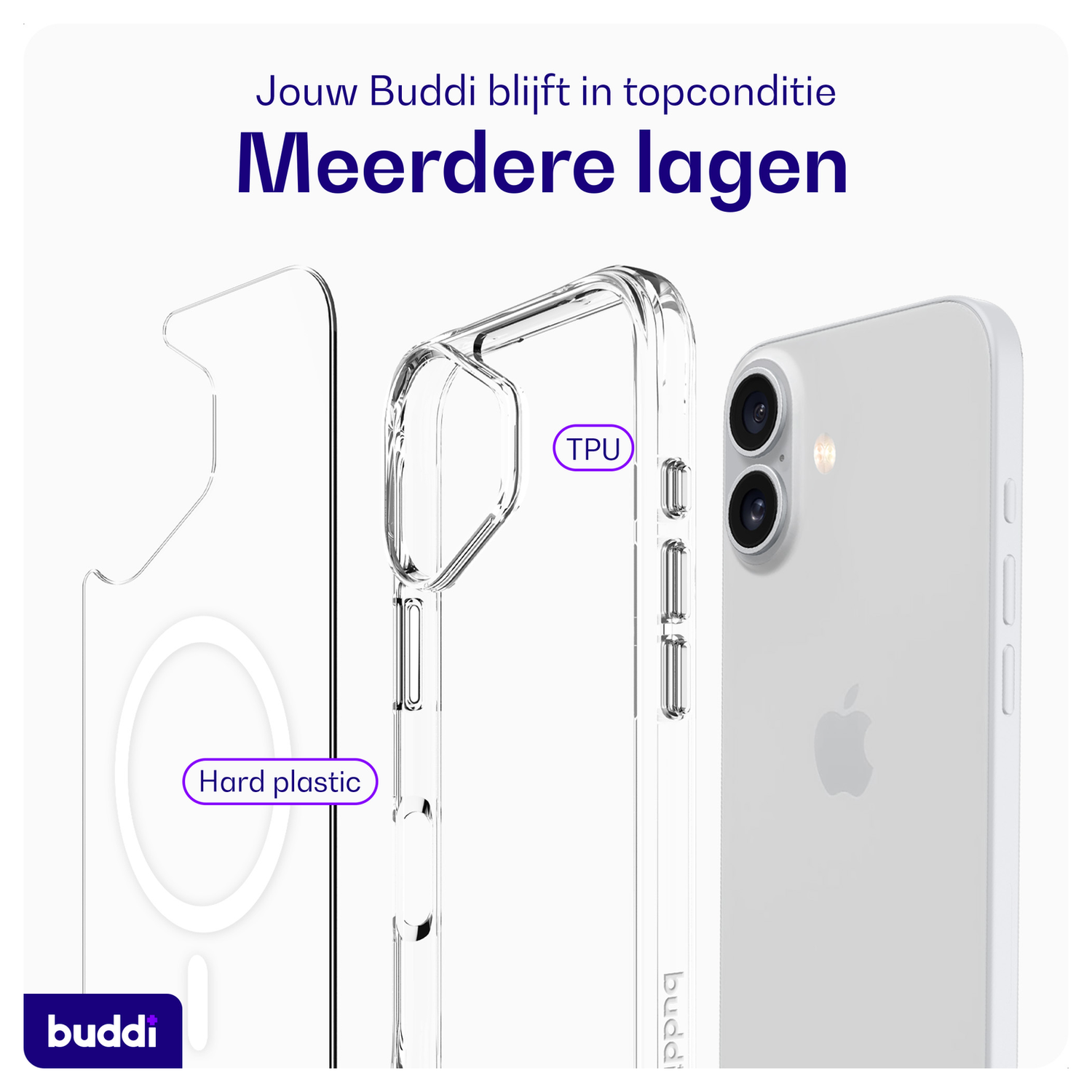 Buddi Core Apple iPhone 17 Hoesje MagSafe Back Cover Matte Transparant afbeelding 6