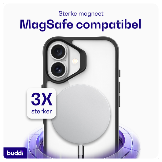 Buddi Hybrid Apple iPhone 17 Hoesje MagSafe Back Cover Transparant Zwart afbeelding 3