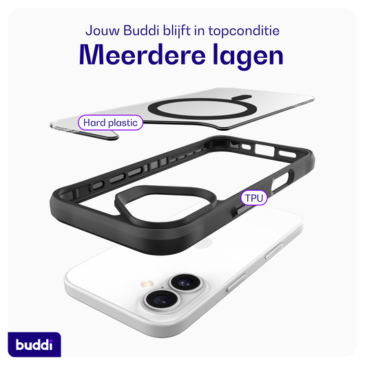 Buddi Hybrid Apple iPhone 17 Hoesje MagSafe Back Cover Transparant Zwart afbeelding 7