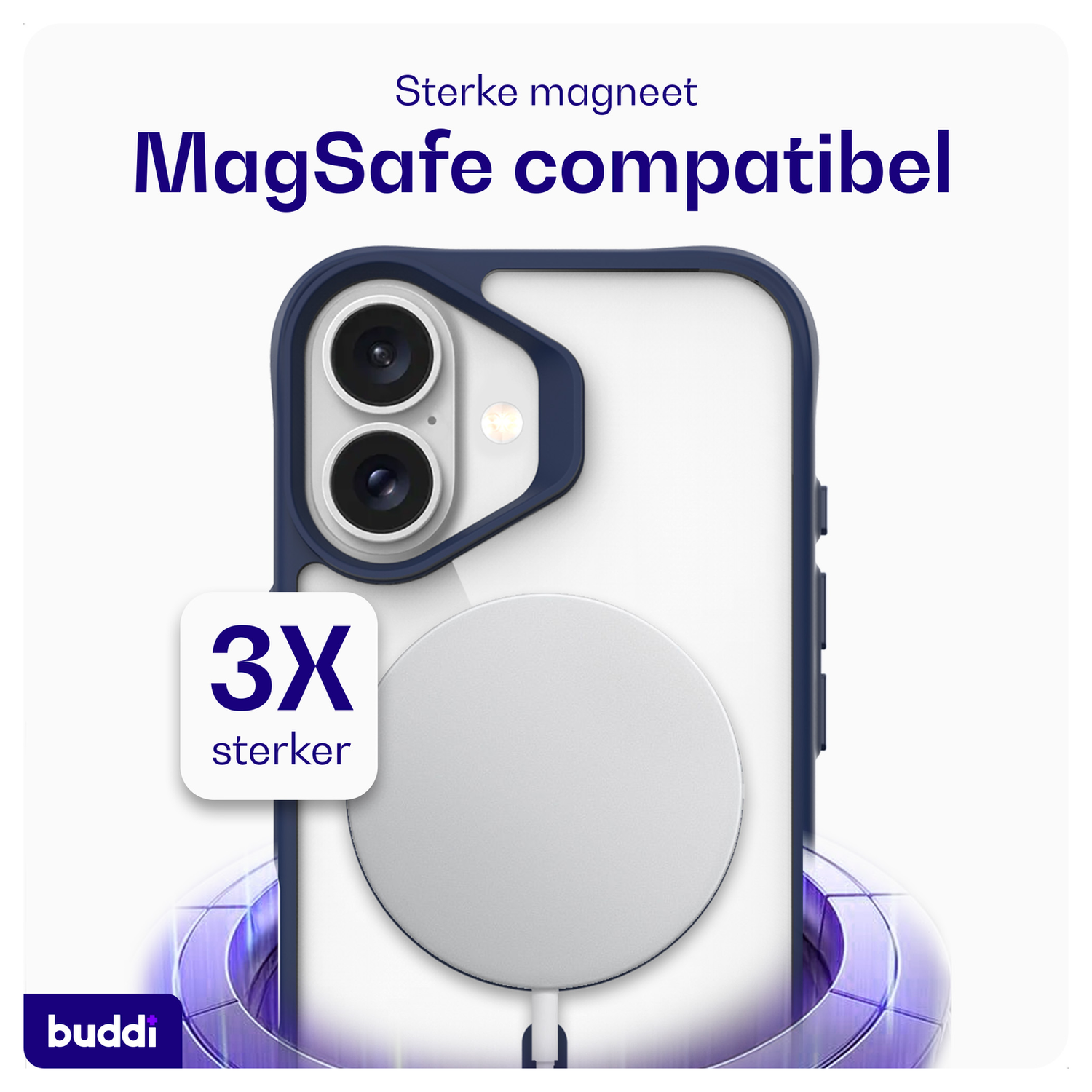 Buddi Hybrid Apple iPhone 17 Hoesje MagSafe Back Cover Transparant Blauw afbeelding 3