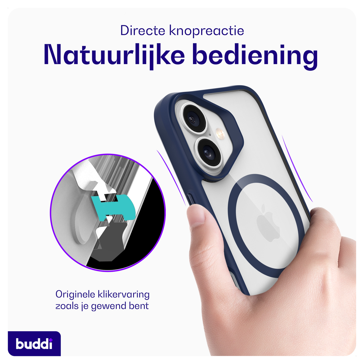 Buddi Hybrid Apple iPhone 17 Hoesje MagSafe Back Cover Transparant Blauw afbeelding 4