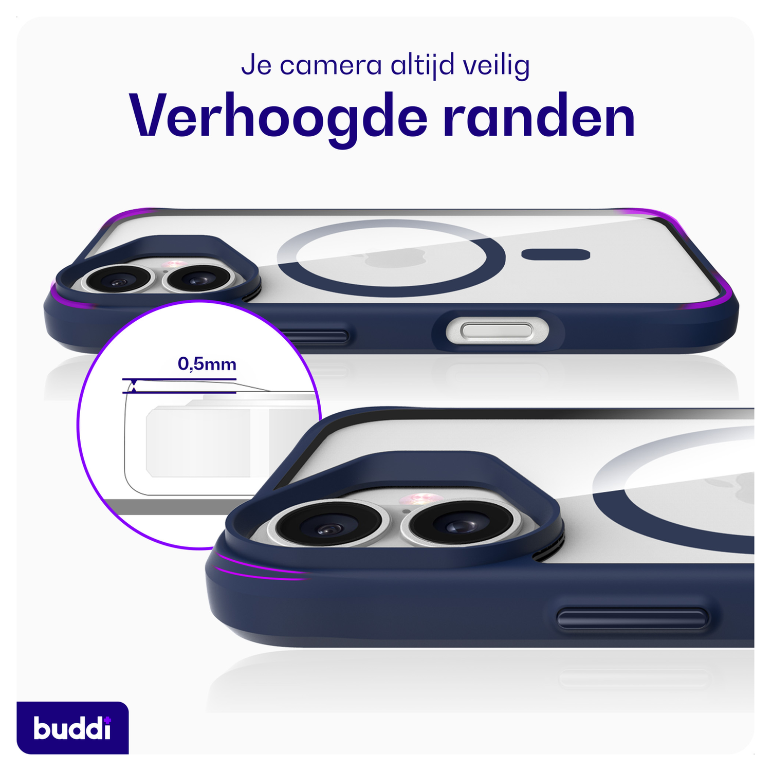 Buddi Hybrid Apple iPhone 17 Hoesje MagSafe Back Cover Transparant Blauw afbeelding 5